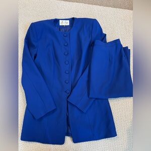 Le Suit Blue Blazer Jacket & Skirt Set